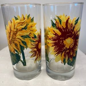 2 Royal Norfolk Sunflower Drinking Glasses.